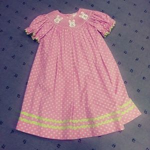 SMOCKED AUCTIONS PINK AND GREEN DRESS